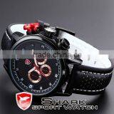 Shark 6 Hands Leather Band Steel Case Mens Quartz Army Luxury Analog Sport Wacth thumbnail-4