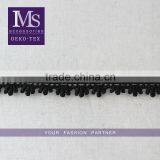 New Design 1.4cm Width Narrow Black Lovely Flower Scallop Cotton Crochet Lace Trims thumbnail-1
