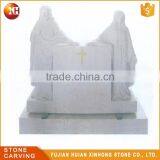 White Marble Double Heart Shaped Headstone Tombstone for Urn thumbnail-3