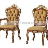 Antique Classic Palace Leisure Chair, Luxury Gold Painting Armed Chair, Carved Wooden Living Room Furniture thumbnail-3