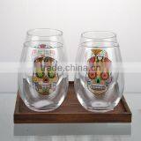 2016newest Hallowmas Paper Transfer Skull Glass Cup Set With Wooden Stand thumbnail-2