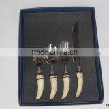 Steel Cutlery Set Mirror Polished With Bone Handle in Horn Shape thumbnail-1