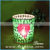 Hot selling romantic tealight glass mosaic candle holder
