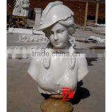 Western Lady Marble Bust Sculpture With Hat thumbnail-1