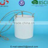 Glazed White Hemp Rope Ceramic Hanging Garden Pot thumbnail-3