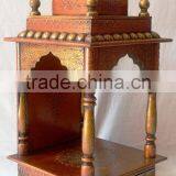 Hand Painted Copper Finish Mini Wooden Temple With Drawer thumbnail-2