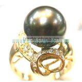 18K Gold Ring Setting Big Seawater Pearl Ring thumbnail-2