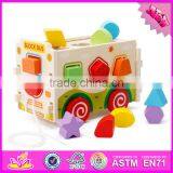 2017 New Design Pull String Wooden Bus Toys for Toddlers W05C080 thumbnail-1