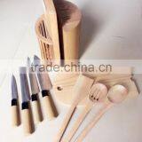 Wooden Knife Block With Three Wooden Utensils, Four Knives and 1chopping Board thumbnail-3