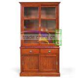 Furniture Partial Display Cabinet With Glass Door Teak Wood thumbnail-1
