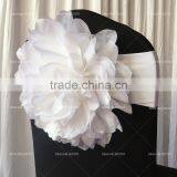 Taffeta Big White Flower Chair Sash For Wedding Luxurious Style High Spandex Double Lycra Bands For Party/Banquet thumbnail-2