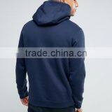 Custom Embroidered Logo Long Sleeve With Drawstring Hood Navy Men's 100% Cotton Casual Oversized Fit Hoodies thumbnail-2