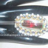 RED WHITE Gold TONE KUNDAN CZ COCKTAIL FASHION FINGER Ring R049A thumbnail-1