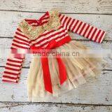 Long Sleeve Dress Red and White Stripe With Sequin Collar With Red Waistabnd Christmas Fancy Dress thumbnail-3