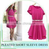 Wholesales Western Style Girls' Pleated Casual Chiffon Dresses, OL Plus Size Long Chiffon Dress With Zipper Design thumbnail-5