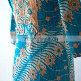Vintage Kantha Long Accent Jacket in Turquoise & Orange ~ Medium thumbnail-6
