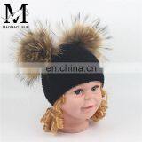 2017 Big Raccoon Fur Pom Pom Beanie Large Bobble Pompom Baby Hat thumbnail-4