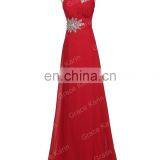 Grace Karin Fashion Beaded One Shoulder Dark Red Chiffon Prom Dress Long CL2949-7 thumbnail-3
