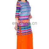 Indian Traditional 100% Cotton Round Neckline 3/4 Sleeve Knee Length Woman Kurti Wholesaler Jaipur India thumbnail-5