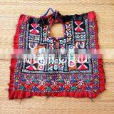 Handmade Cotton Fabric Neck Yoke-Antique Mirror Work Women's Dress Patches-Vintage Hand Embroidered Gypsy Yock Neck