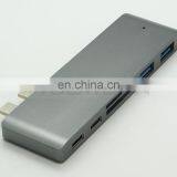 6 In1 Multiport USB Type C Hub With 2 USB 3.0 Port Dual Type-C Charging Port, SD/Micro USB SD Card Reader for Macbook thumbnail-5