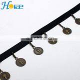 New fashionable tassel fringe chain trim beaded fringe coin trim for garment shoe and bag