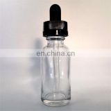Clear 1oz Boston Round Glass Bottles w/Child Resistant Droppers 30ml Vape