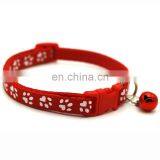 Wholesale Classic Custom Print Paw Adjustable Nylon Dog Collar With Bell thumbnail-3