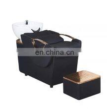 Gold Stainless Steel Frame Synthetic Leather Shampoo Chair for Hair Beauty Salon Massage Barber Shop