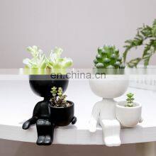 Wholesale Cheap Flower Pots Modern Glazed Ceramic Pot Planter Black Plant Home Decor Decorative Mini Bonsai Body Planters thumbnail-2