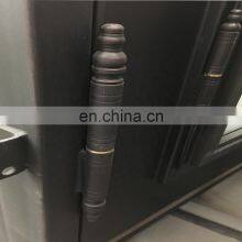 High Quality Villa Security Front Design Exterior Metal Frame Tempered Aquatex Glass French Wrought Iron Entrance Double Door thumbnail-4