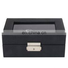 3 Girds Carbon Fiber Luxury Watch Case Holder Organizer Storage Box for Rings Bracelet Display Holder Case thumbnail-2