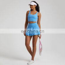 Fashion New Tennis Golf 2-In-1 Mini Skirt Sports Crop Bra Tank Top 2 Piece Gym Fitness Yoga Suit Set Women Casual Workout Wear thumbnail-1