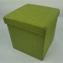 Linen Foldable Storage Ottoman thumbnail-2