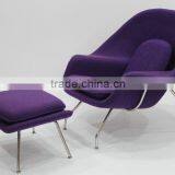 Replica Relaxing Fiberglass Materail Stainless Steel Frame Wool Fabric Womb Chair With Ottoman by Eero Saarinen thumbnail-5