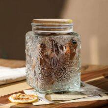 Square Glass Jar, 25 oz Vintage Glass Jar With a Lid, Glass Food Storage Container, Suitable for Ground Coffee, Tea thumbnail-2