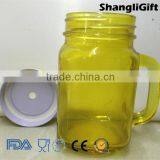 460ml Colored Beer Drinking Glass Cup/mug With Handle Glass Mason Jar thumbnail-2