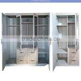 Armoire 4 Doors Black Color Middle Double Mirror Pvc Coated Armoire thumbnail-3