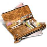 Icarer Luxury Classical zipper Real Leather Handbag Wallet with Card Slot MT-5592