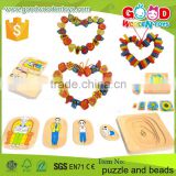 2015 Best selling wooden educational toys in china colorful puzzle and beads toys for children