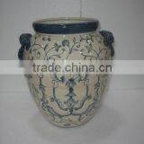 Popular hand paint blue and white flower vases for graves