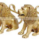 Brass Lion Pair 13"
