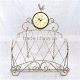 Distressed Wrought Iron Used Magazine Racks With Clock thumbnail-1