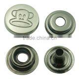 Custom Zinc Alloy 15mm Round Shape Monkey Logo Plating Technics Metal Snap Button Quality Choice thumbnail-1