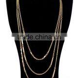 Antique Gold Color Triple Three Layers Simple Chain Necklace thumbnail-1