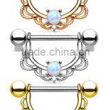Opal Center Filigree Drop Nipple Clickers Shields Rings thumbnail-1