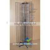 black color floor standing mesh wire rotary display from factory