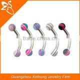 316l bar Acrylic Flexible Shaft Curved Barbell Eyebrow Ring piercing jewelry unisex