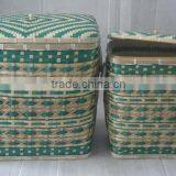 Bamboo Laundry Baskets Green and Orange Color