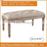 Retro Wood Bench,Library Use,buttons on Seat,Rubber Wood Legs,TB-7537 thumbnail-1